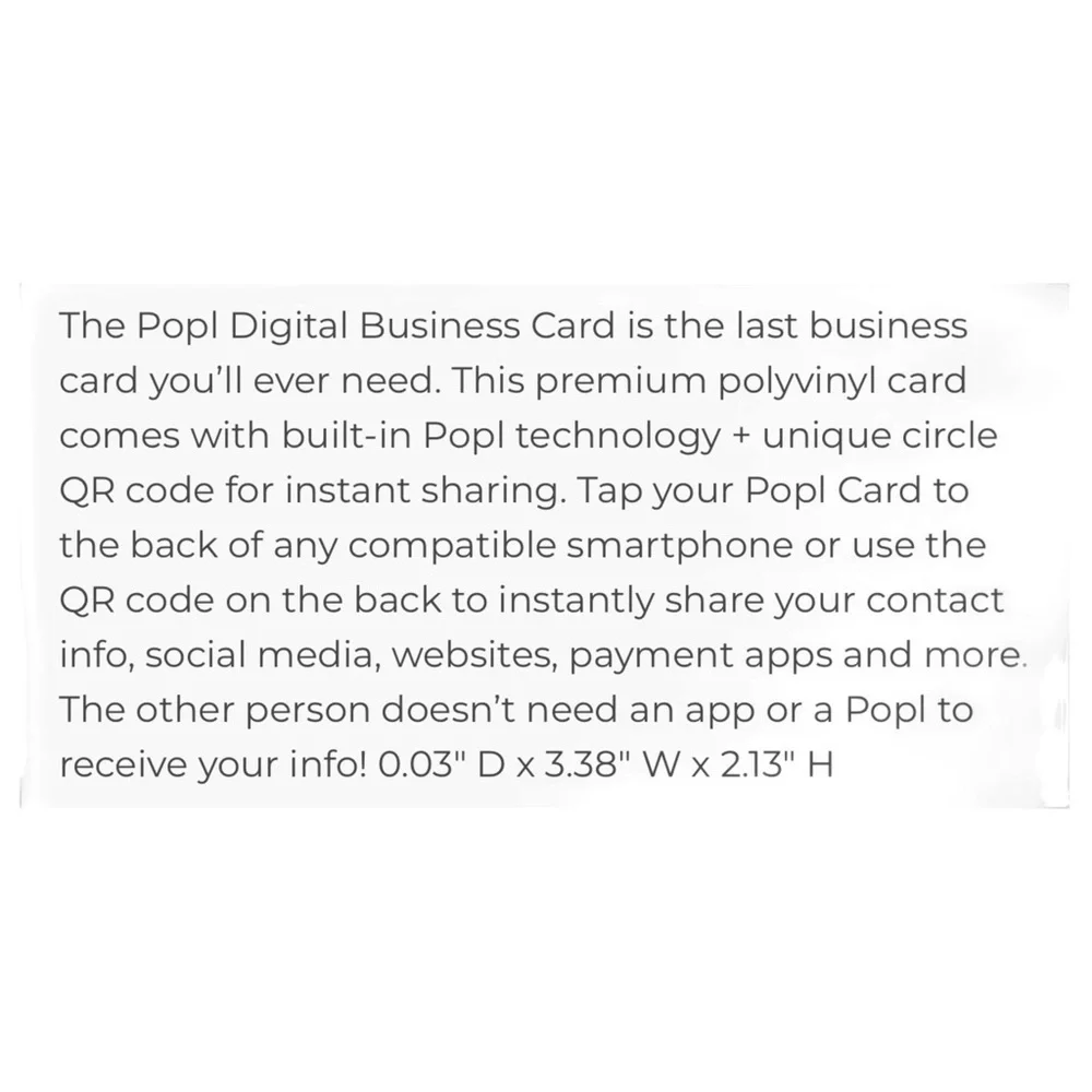 Popl | Poshmark Black Metal Digital Business Card Customizable